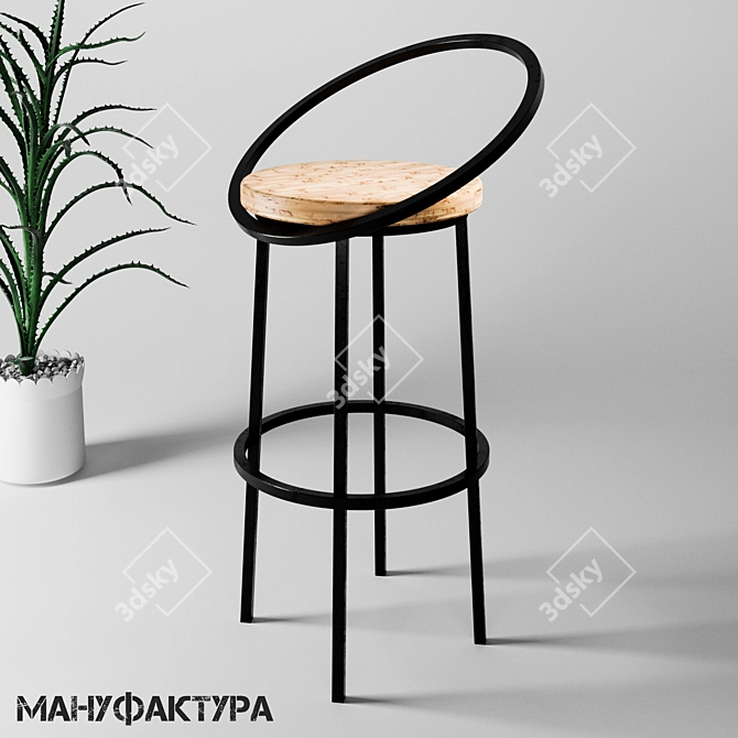 Loft Style Bar Stool 3D model image 1