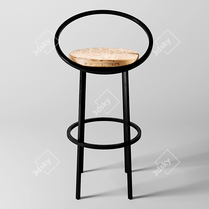 Loft Style Bar Stool 3D model image 2