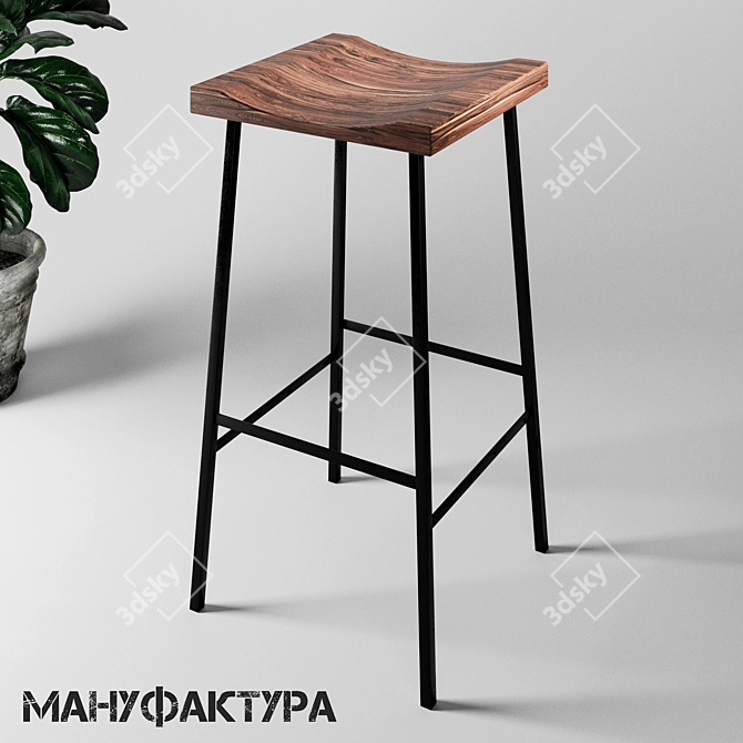 Industrial Loft Bar Stool 3D model image 2