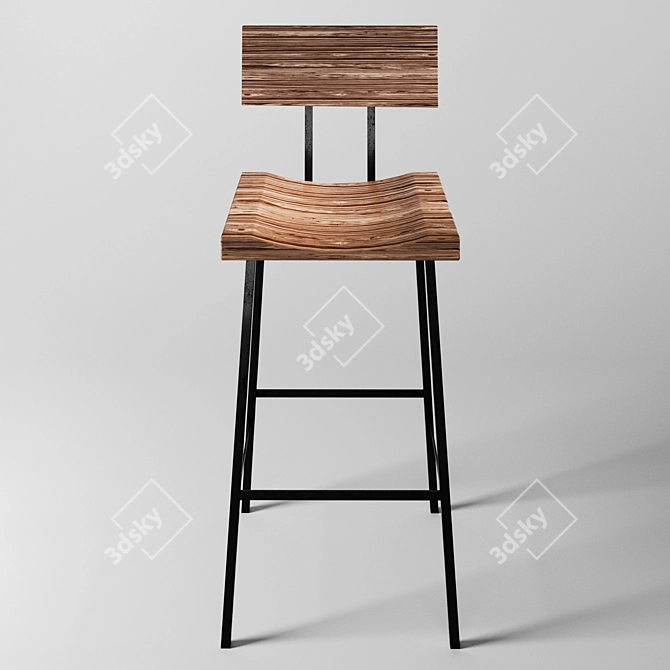 Industrial Loft Bar Stool 3D model image 2