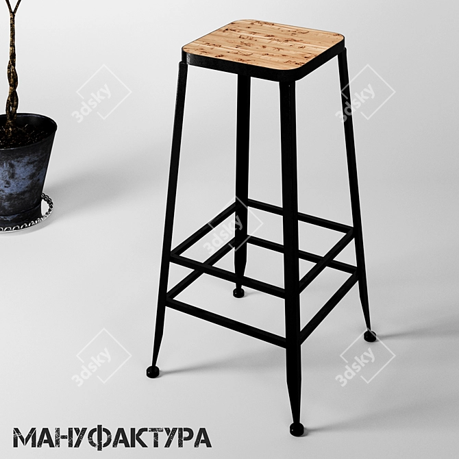 Industrial Loft Bar Stool 3D model image 1