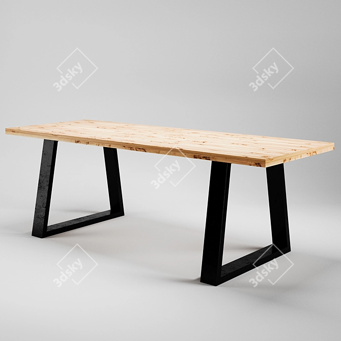 Industrial Loft Dining Table 3D model image 2