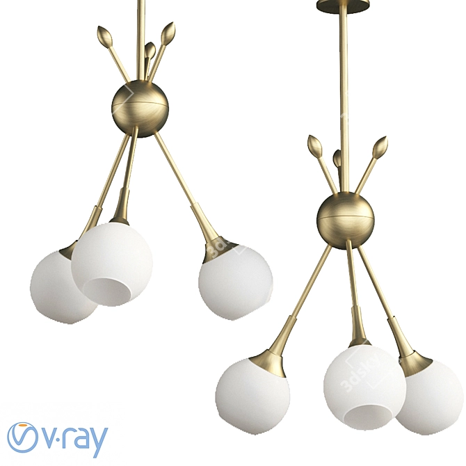 Elegant 3 Light Chandelier 3D model image 1