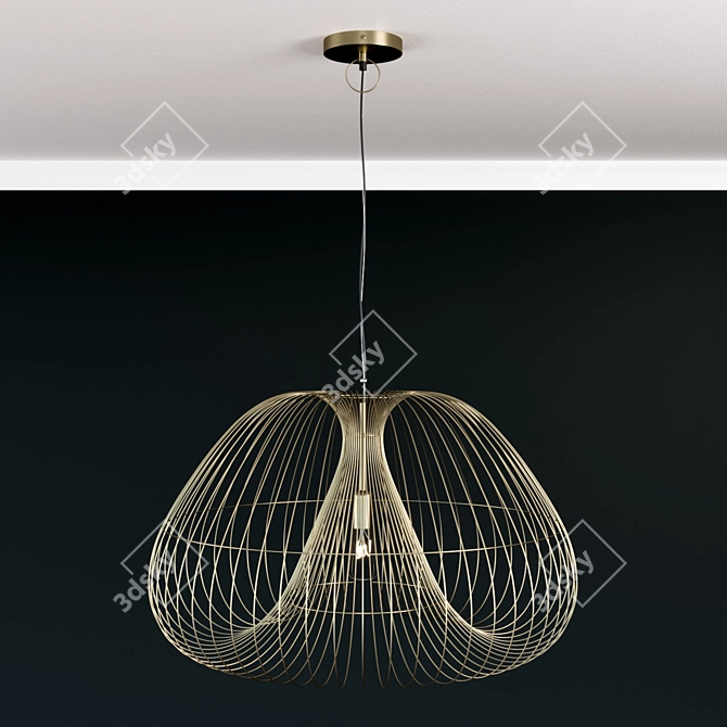 Cosmo Brass Wire Pendant Light 3D model image 2