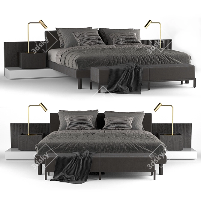 Meridiani Cliff Modular Bed: Versatile Luxury for Your Bedroom 3D model image 1