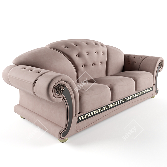 Elegant Versace Brown Leather Sofa - Modern Design, Curved Body, Luxurious Comfort 3D model image 1