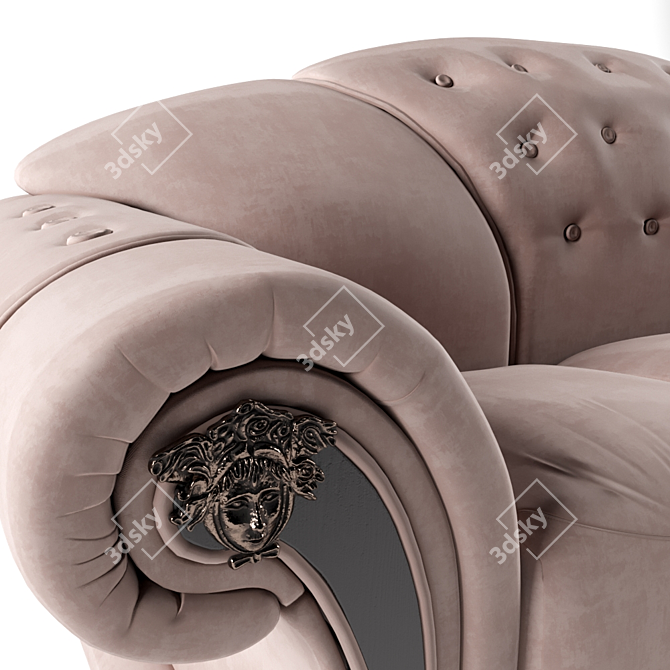 Elegant Versace Brown Leather Sofa - Modern Design, Curved Body, Luxurious Comfort 3D model image 2