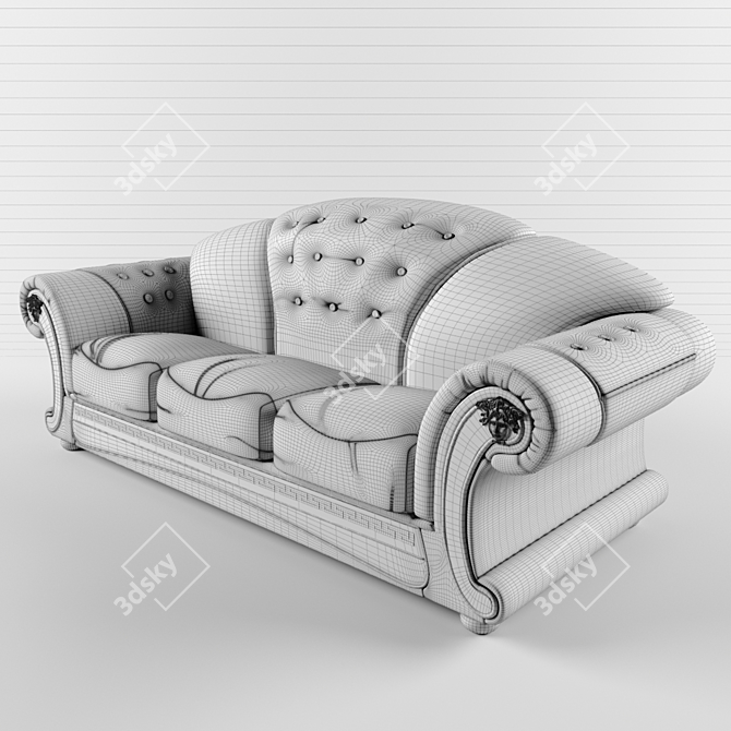 Elegant Versace Brown Leather Sofa - Modern Design, Curved Body, Luxurious Comfort 3D model image 3