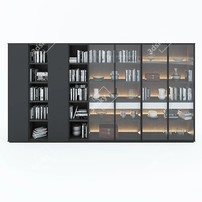 Elegant Book Display Shelf 3D model image 2