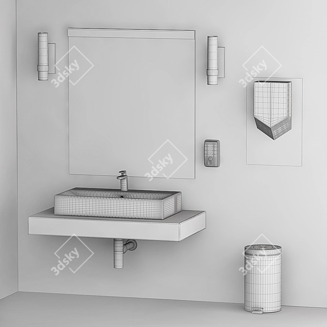 Sleek Bathroom Essentials Set 3D model image 2