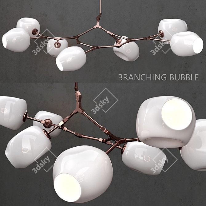 Bubbly Branches: 7 Lamp Chandelier 3D model image 1