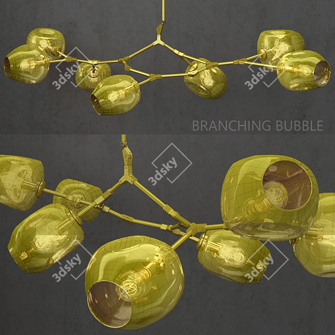 Bubbly Branches: 7 Lamp Chandelier 3D model image 2