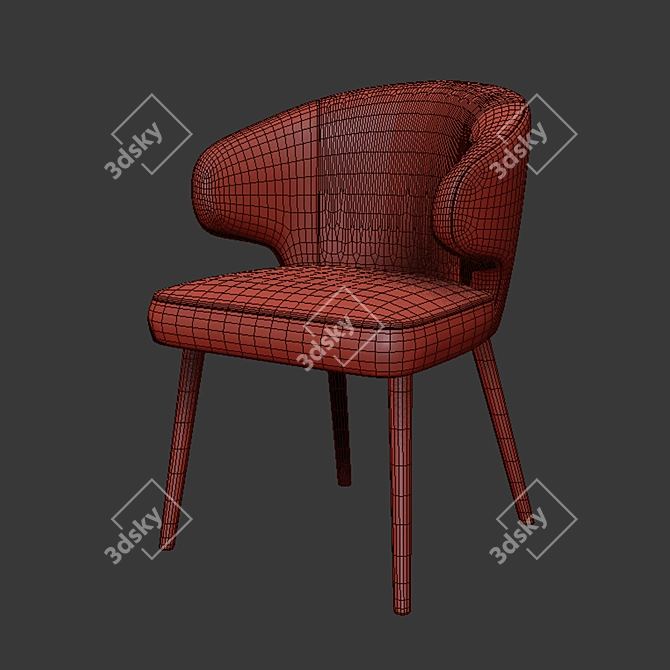 Modern Minotti Aston Dining Chair with Armrests 3D model image 3