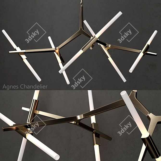 Golden Glow: Agnes Chandelier Sparkles with 10 Lights 3D model image 1