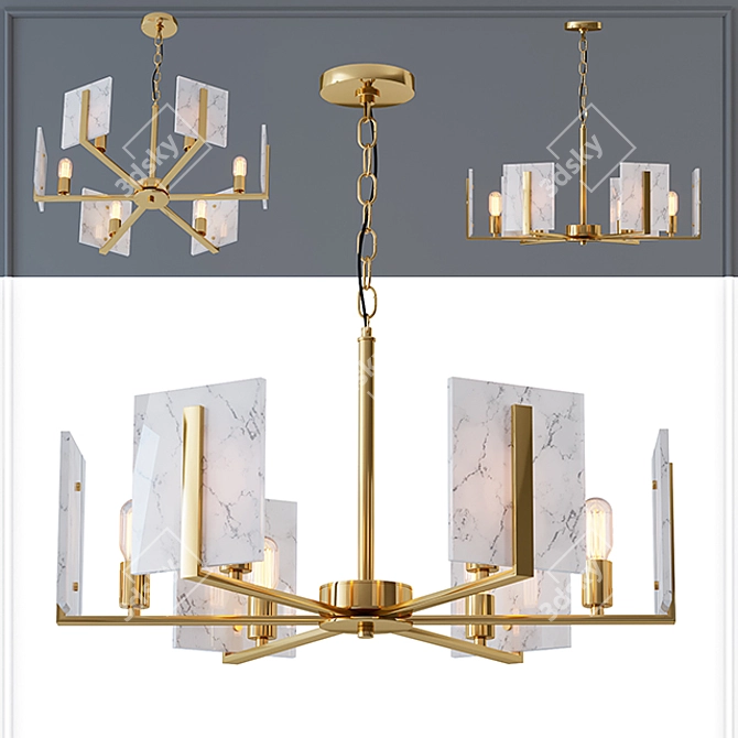 Marble Square Chandelier: Elegant Loft Lighting 3D model image 1