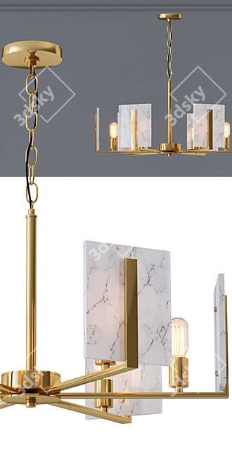 Marble Square Chandelier: Elegant Loft Lighting 3D model image 2