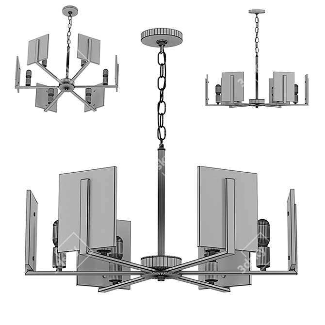 Marble Square Chandelier: Elegant Loft Lighting 3D model image 3