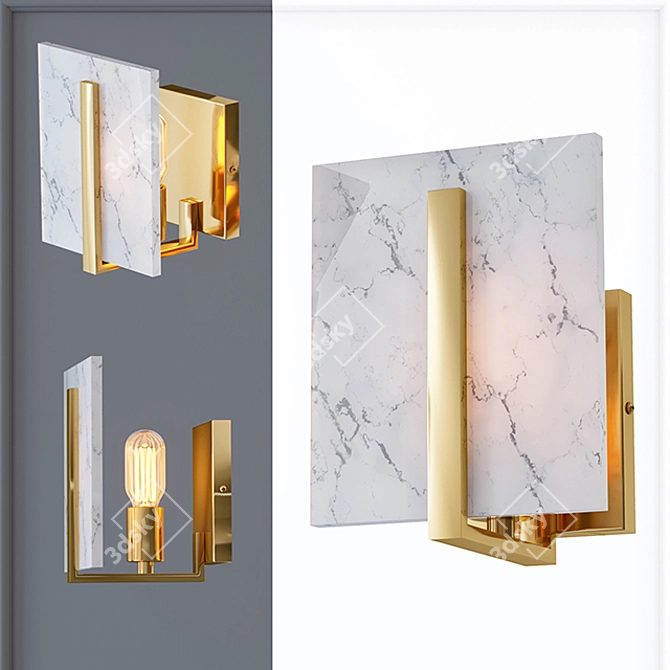 Modern Square Marble Wall Lamp 3D model image 1