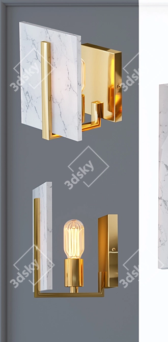 Modern Square Marble Wall Lamp 3D model image 2