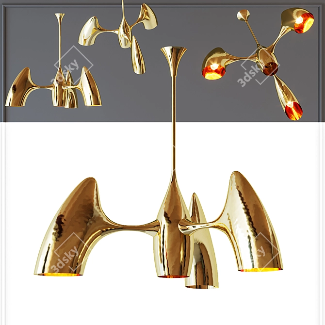 Vintage Gold Chandelier by Philippe Hiquily 3D model image 2