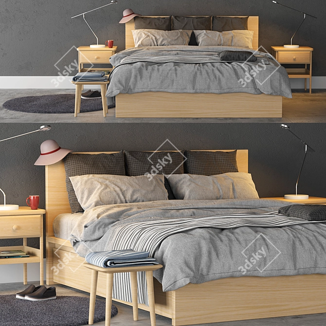 Sleek Malm Bed: Modern Comfort 3D model image 2