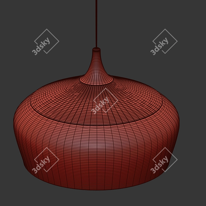 Sleek Black Wood and Aluminum Pendant Lights 3D model image 2