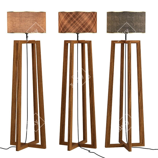 Modern Wooden Floor Lamp 3D model image 1