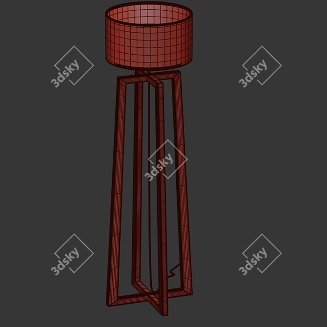 Modern Wooden Floor Lamp 3D model image 2