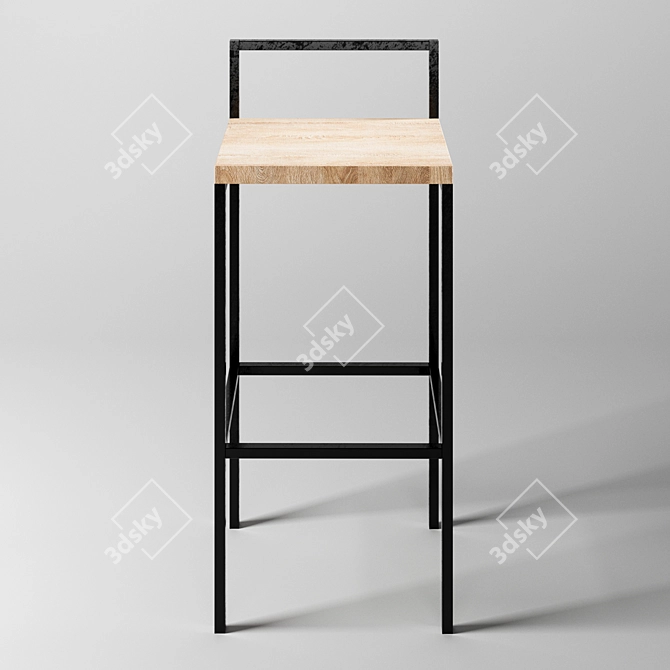 Industrial Loft Bar Stool 3D model image 2