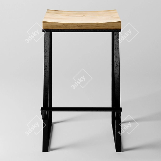 Industrial Loft Bar Stool 3D model image 2