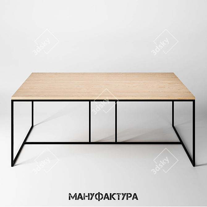 Industrial Loft Dining Table 3D model image 1