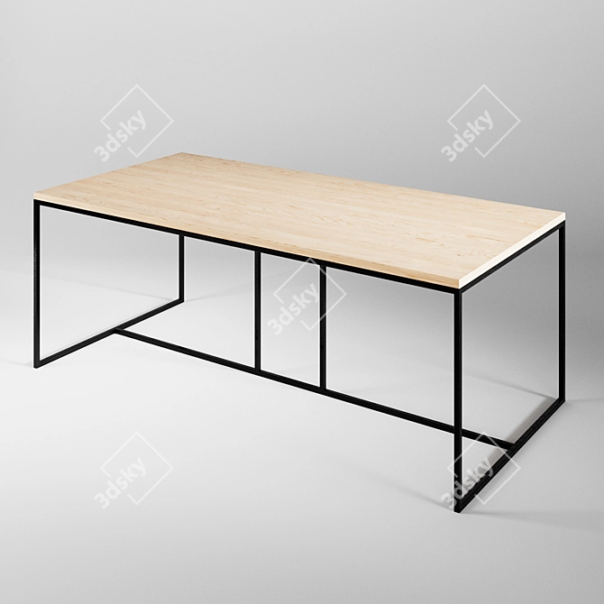 Industrial Loft Dining Table 3D model image 2