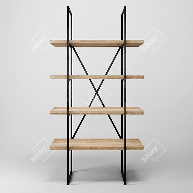 Modern 4-Shelf Shelving Unit 3D model image 2