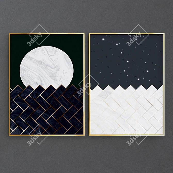 Geometric Galaxy Wall Art 3D model image 1