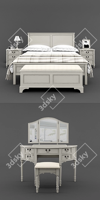 Laura Ashley Dove Gray Bedroom Set 3D model image 2