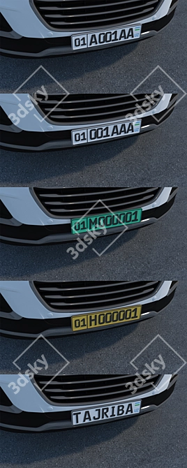 Uzbekistan Automobile Registration Numbers 3D model image 2