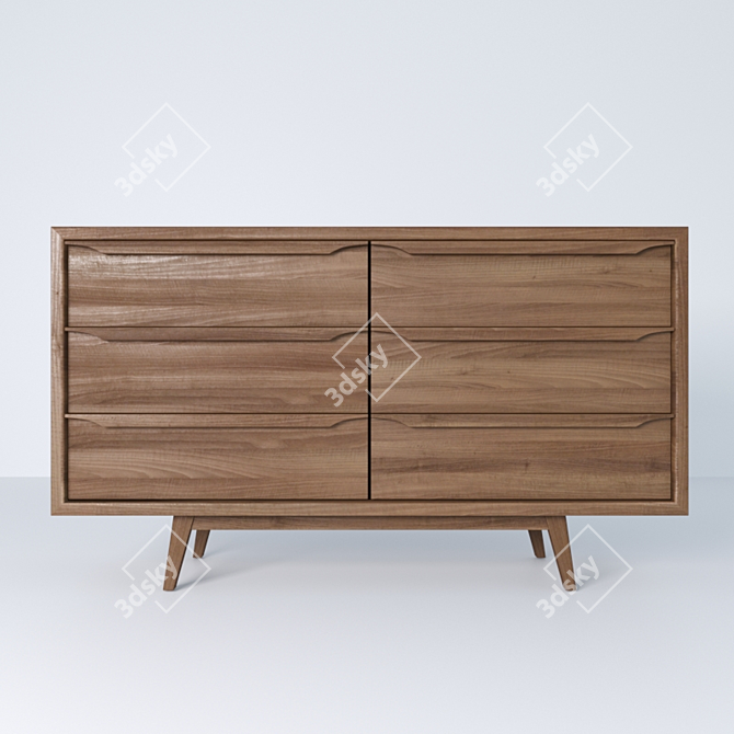 Vintage Janeiro Mango Wood Sideboard 3D model image 2