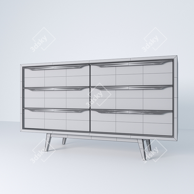 Vintage Janeiro Mango Wood Sideboard 3D model image 3