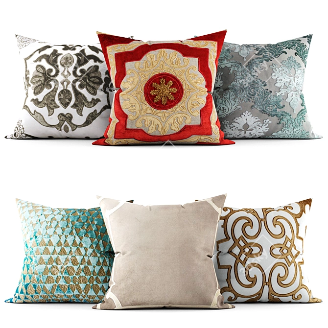 Elegant Throw Pillows 3D model image 1