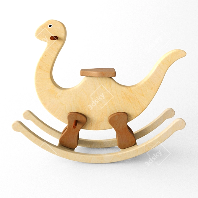 Title: Roar & Rock: Wooden Dino Delight 3D model image 1