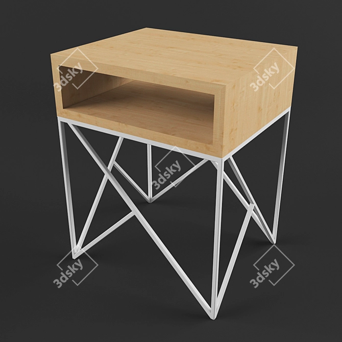 Prince White Dark Oak Bedside Table 3D model image 1