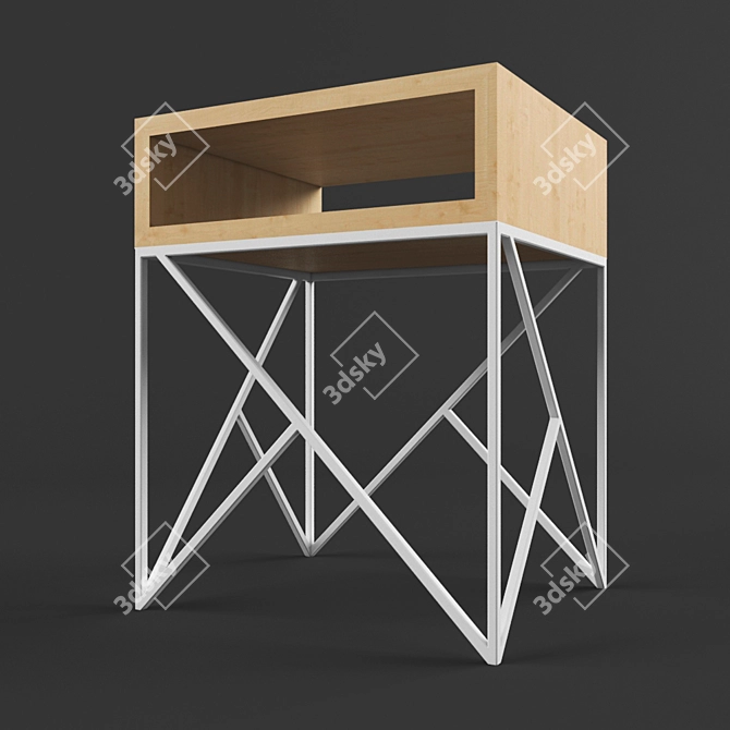 Prince White Dark Oak Bedside Table 3D model image 2