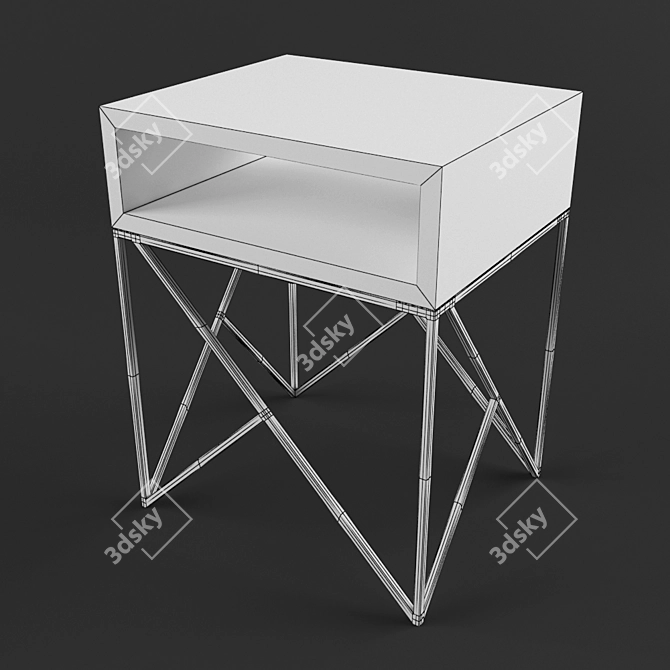 Prince White Dark Oak Bedside Table 3D model image 3