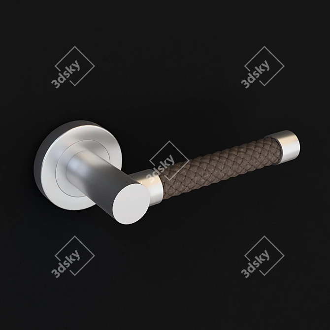 Sophisticated Tobacco Leather Door Lever 3D model image 1