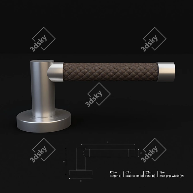 Sophisticated Tobacco Leather Door Lever 3D model image 2