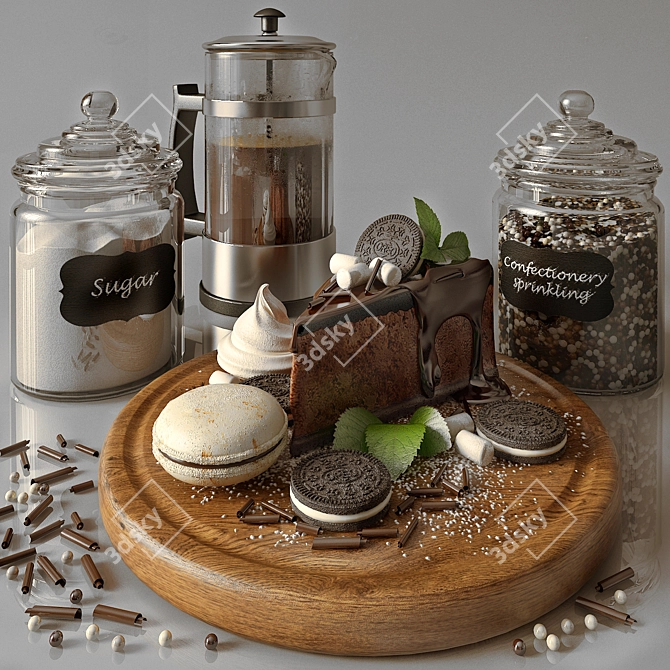 Coffee & Cheesecake Kitchen Decor Set 3D model image 1