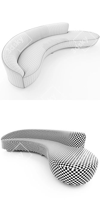 Vladimir Kagan FreeForm Curved Sofa 3D model image 3