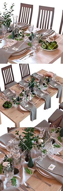 Elegant Dining Table Set 3D model image 2