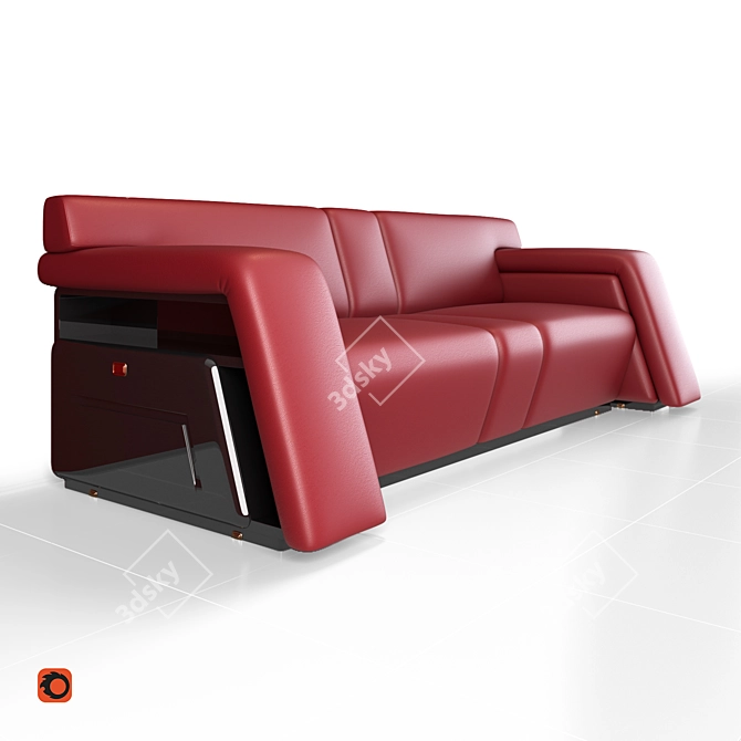 Elegant Burgundy Sofa 3D model image 1