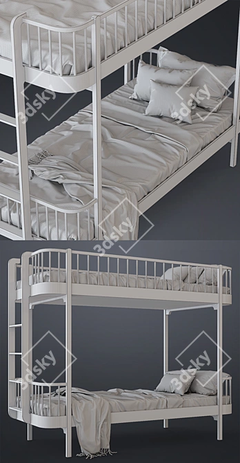  Elegant Bunk Bed with Storage 3D model image 3